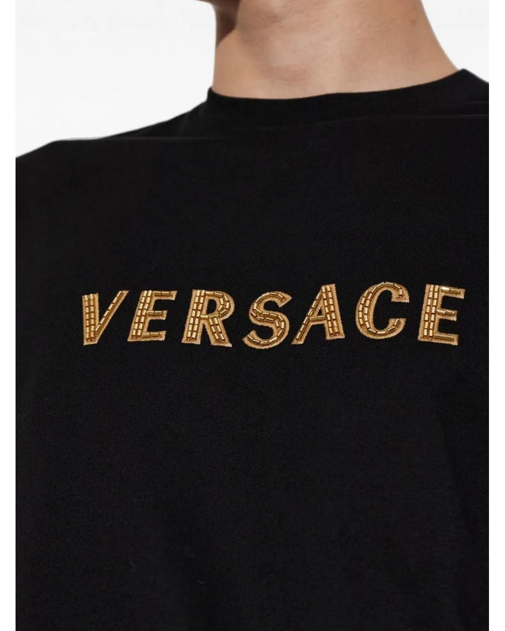 Versace Black T-Shirt With Logo for men