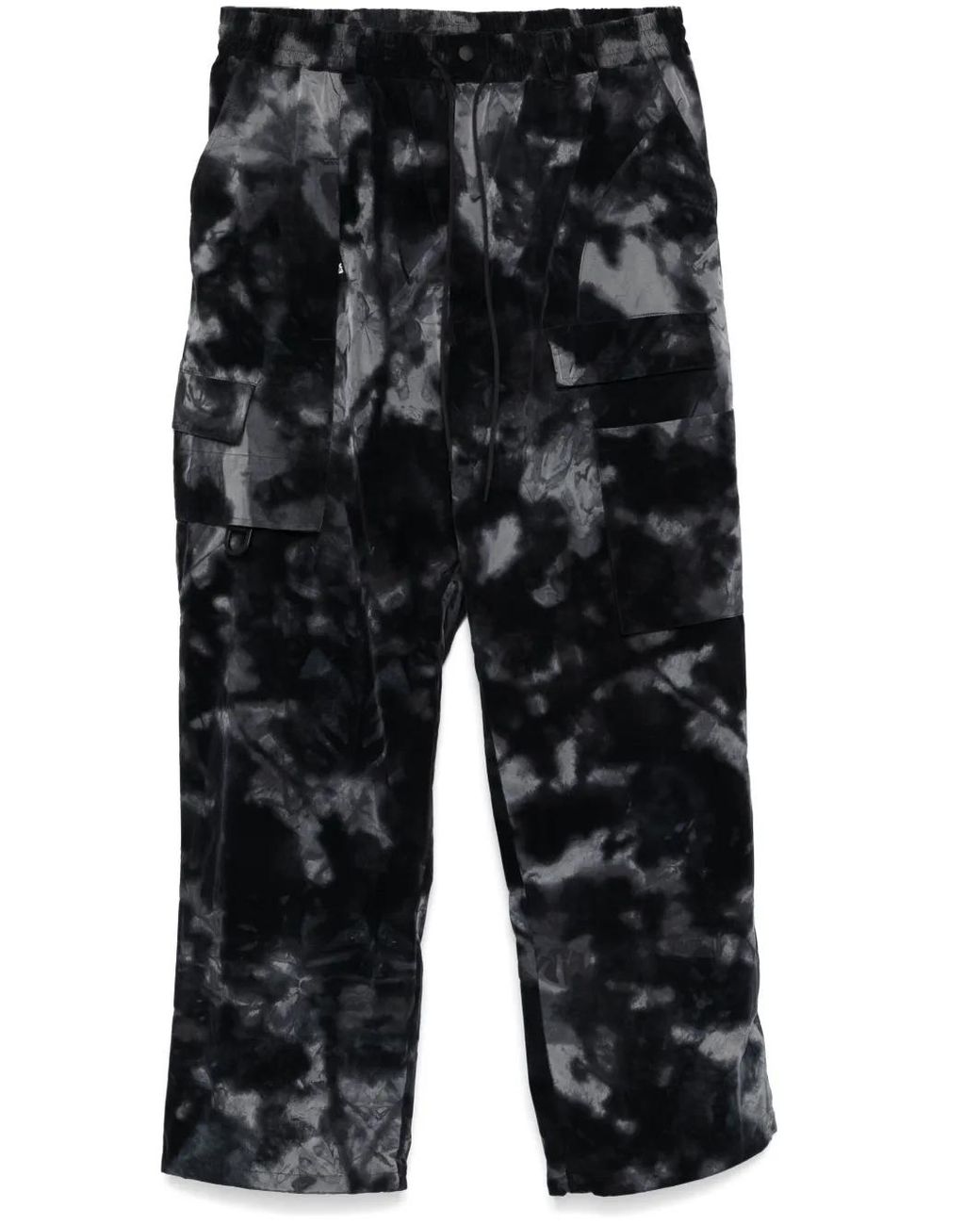 Y-3 Black Abstract-Print Wide-Leg Trousers for men