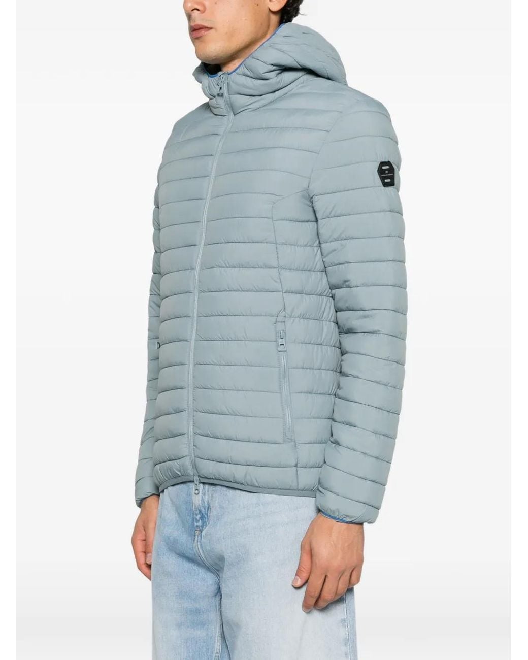 Piquadro Blue Quilted Hooded Jacket for men