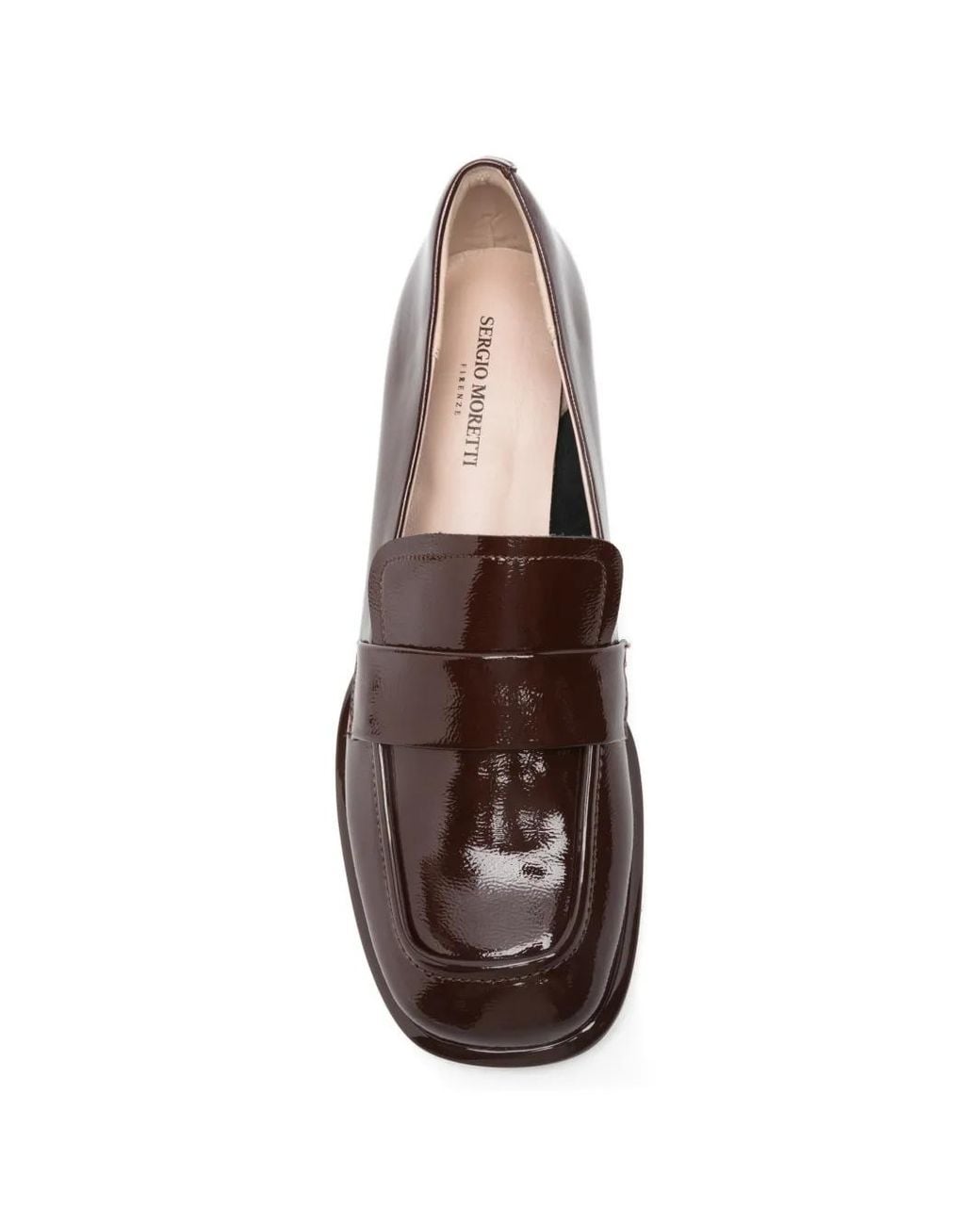 SERGIO MORETTI FIRENZE Brown Patent-Finish Square-Toe Loafers