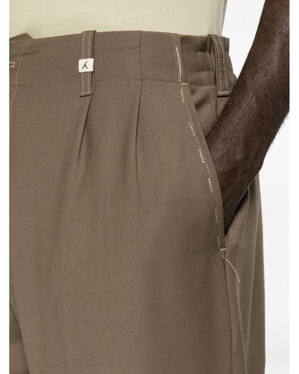 Myths Brown Pleated-Front Straight-Leg Trousers for men
