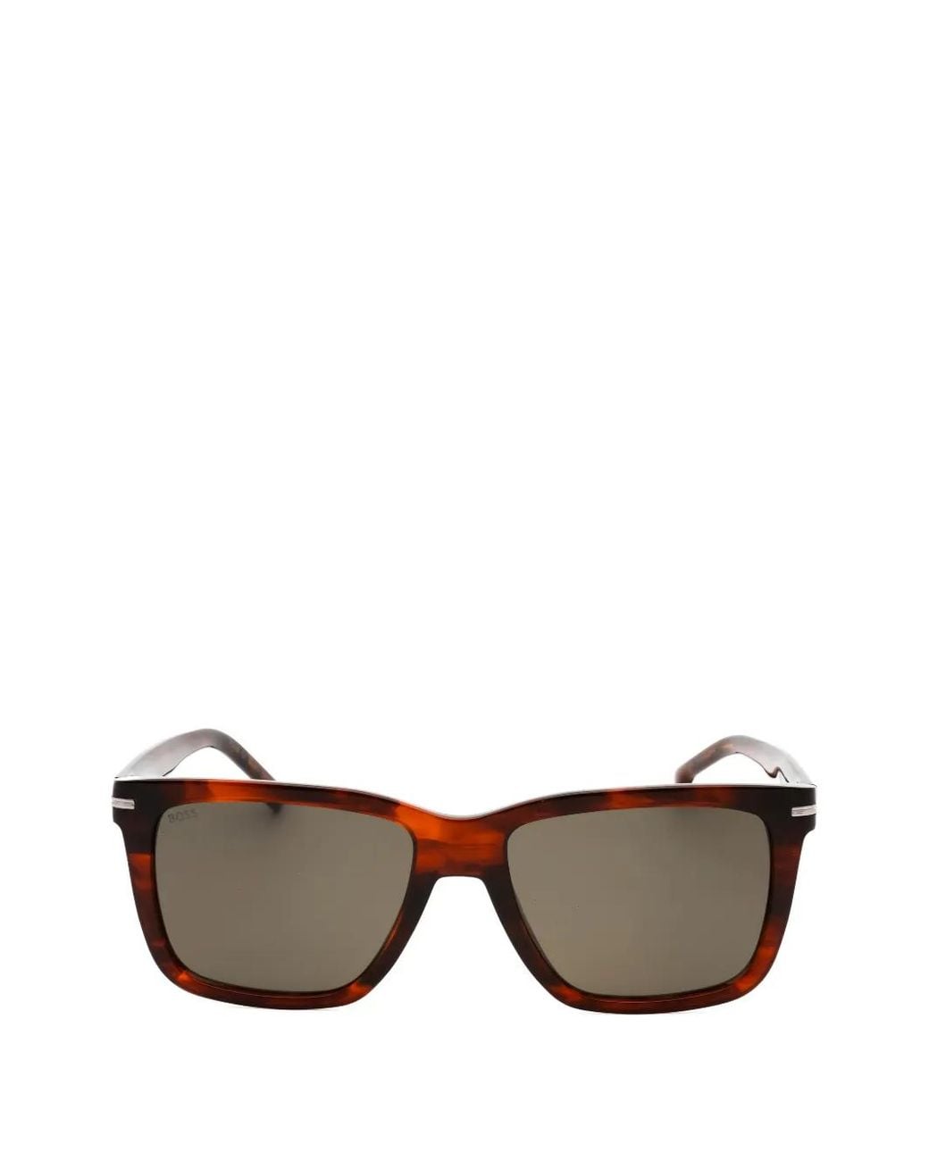 Boss Gray Rectangle-Frame Sunglasses for men
