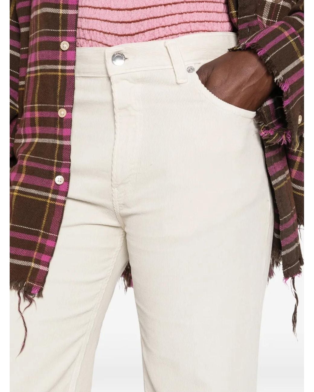 Haikure White Clara Velve Pier Corduroy Trousers