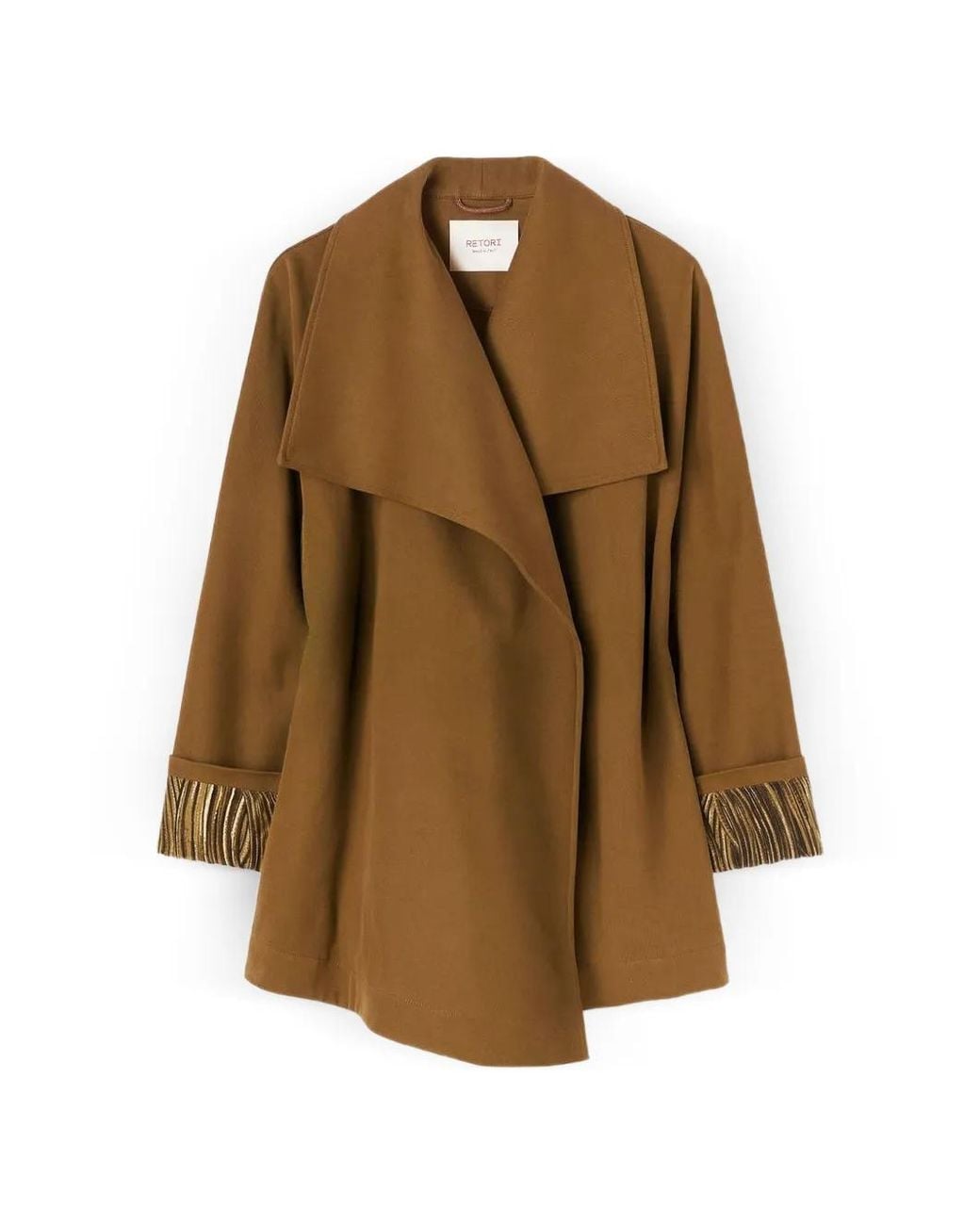 RETORI Brown Shawl-Collar Printed-Lining Jacket