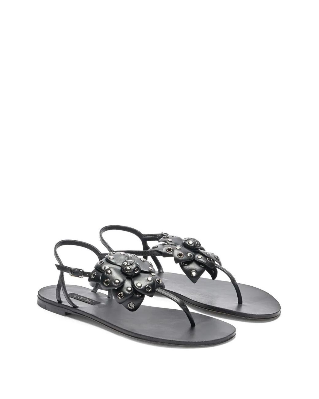 Casadei White Stud-Embellished Flat Sandals