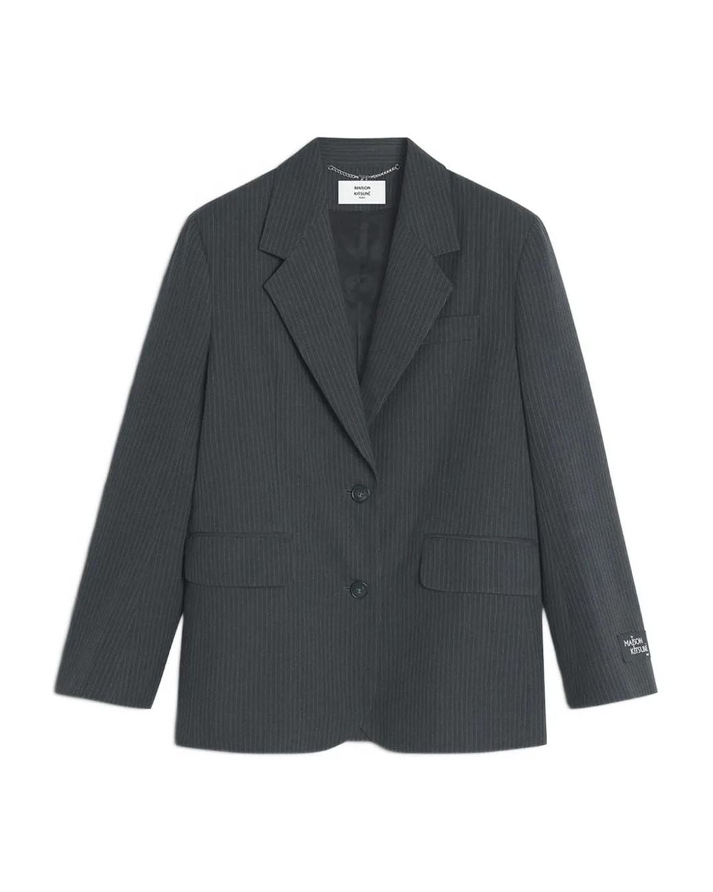 Maison Kitsuné Gray Pinstriped Pocket Jacket