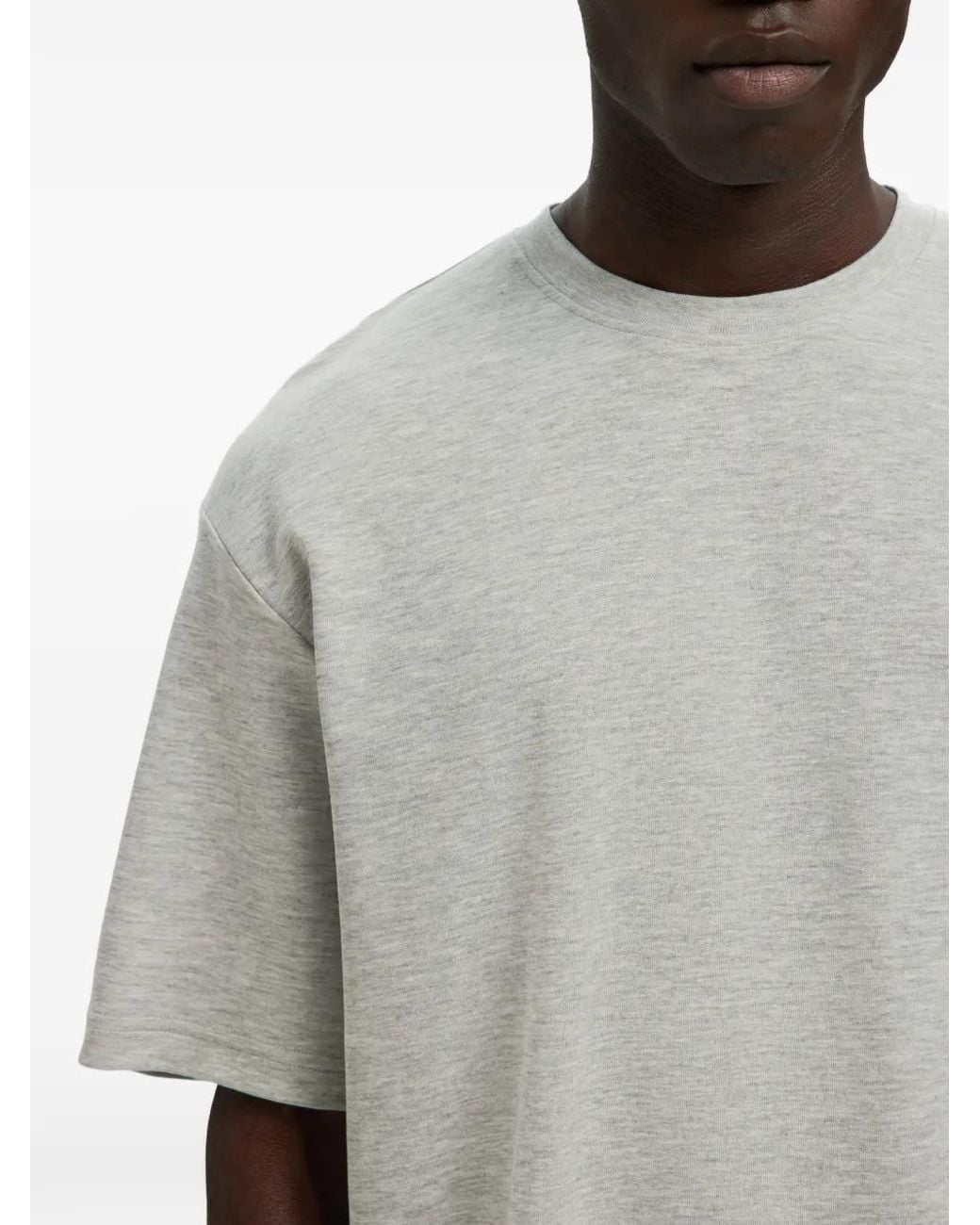 SELECTED Gray Crew-Neck T-Shirt for men