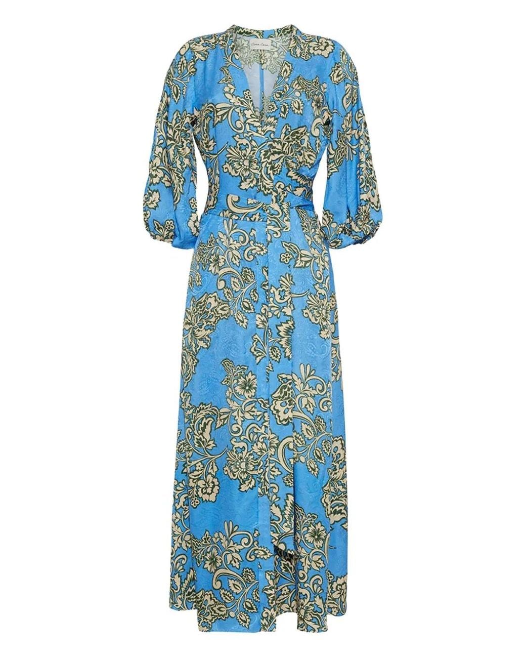 Cara Cara Blue Rosewood Floral-Print Midi Dress