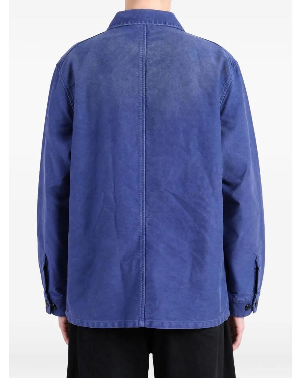 Auralee Blue Faded-Effect Patch-Pocket Jacket for men