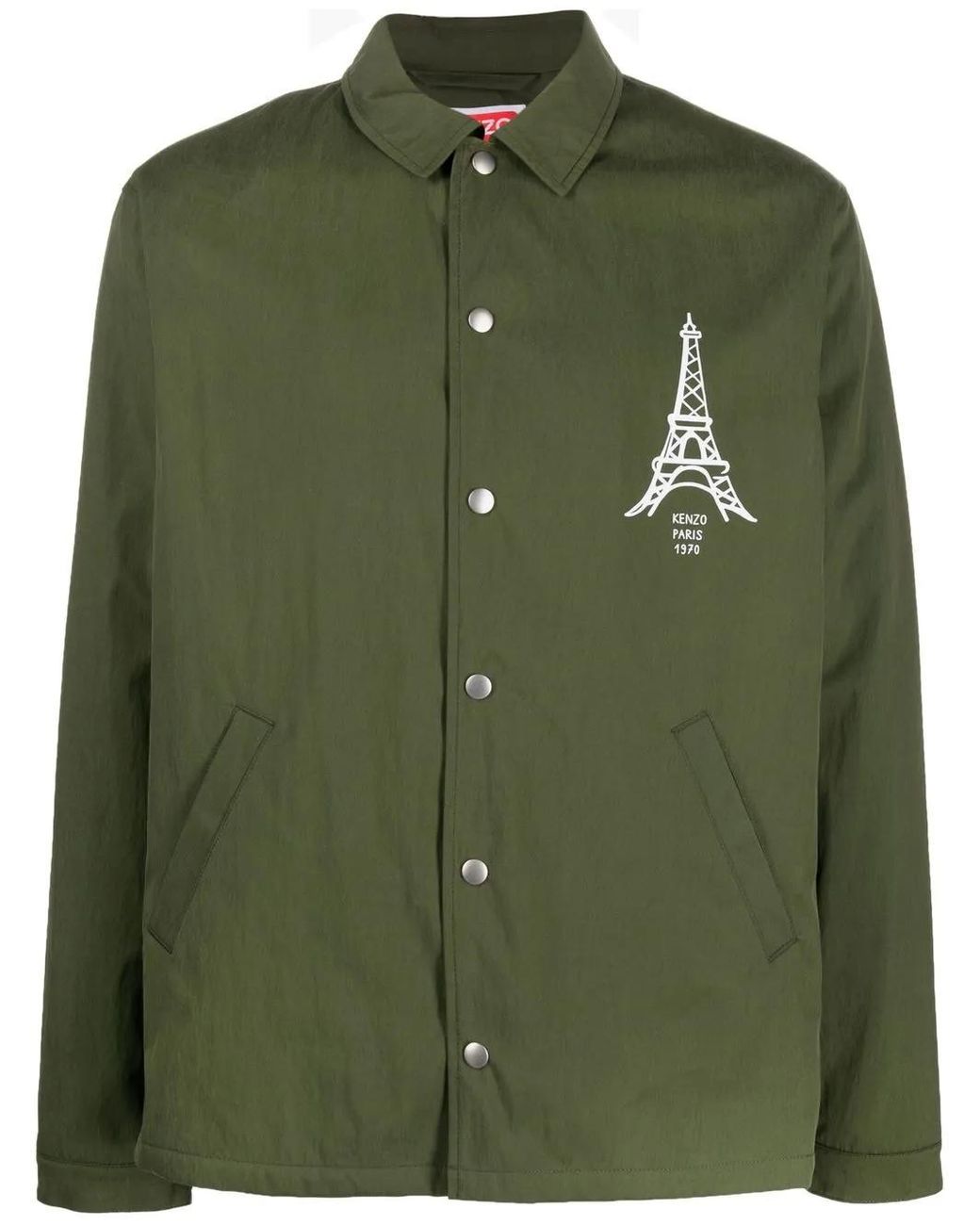 KENZO Green Chest Logo-Print Shirt Jacket for men