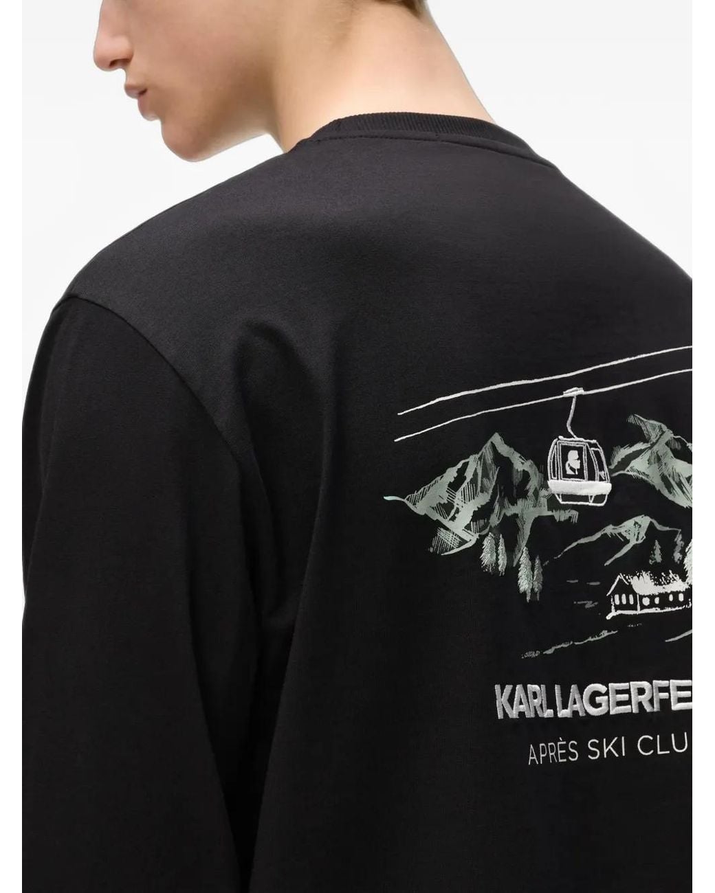 Karl Lagerfeld Black Après Ski Club Long-Sleeved T-Shirt for men