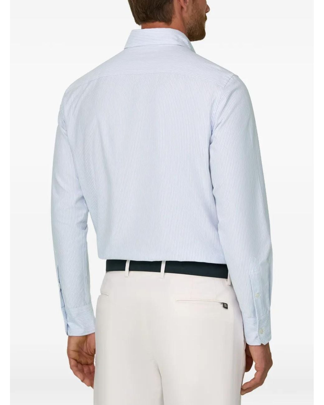Boggi White Striped Oxford Cotton Shirt Regular Fit for men
