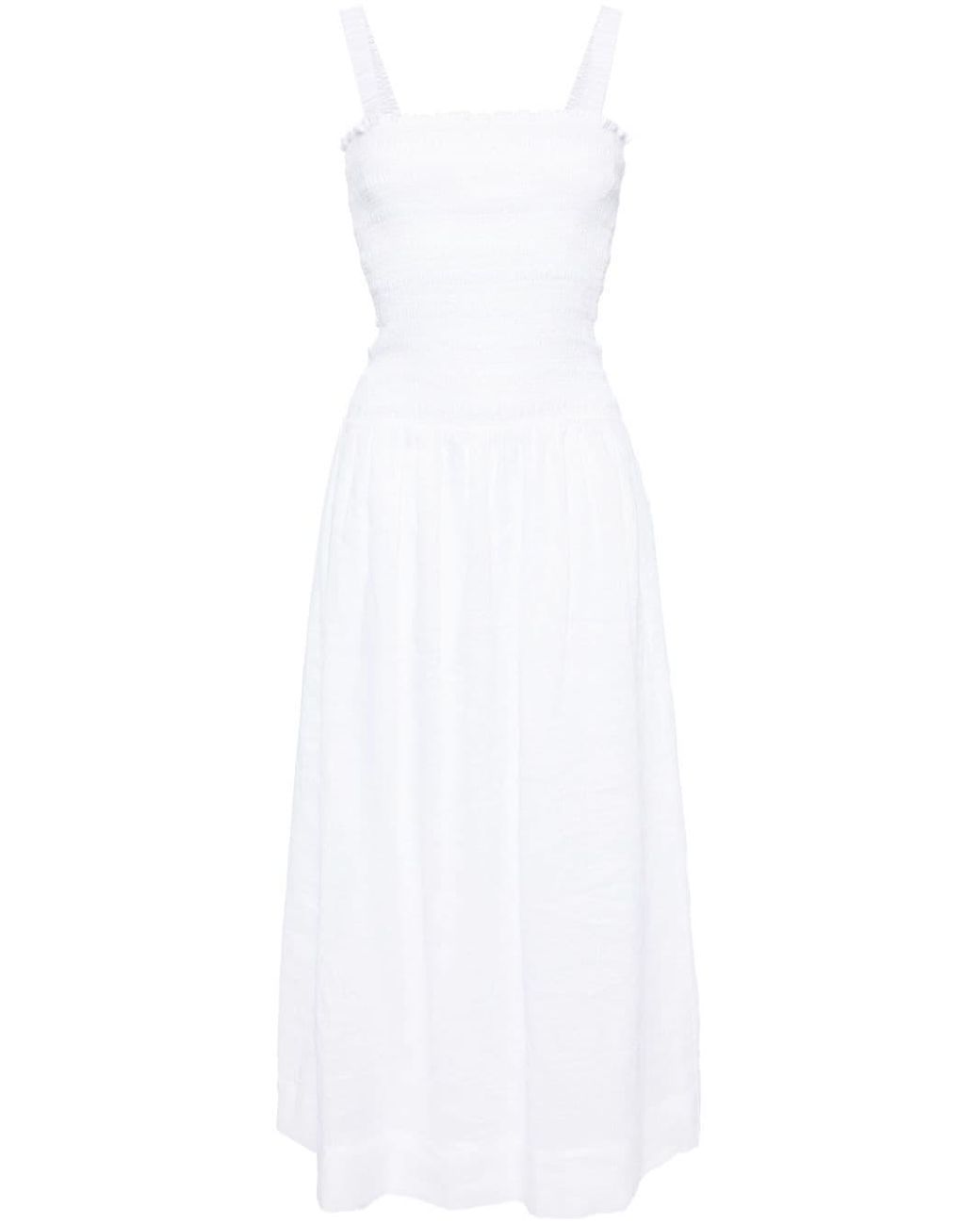 Faithfull The Brand Messini Linen Midi Dress in White | Lyst