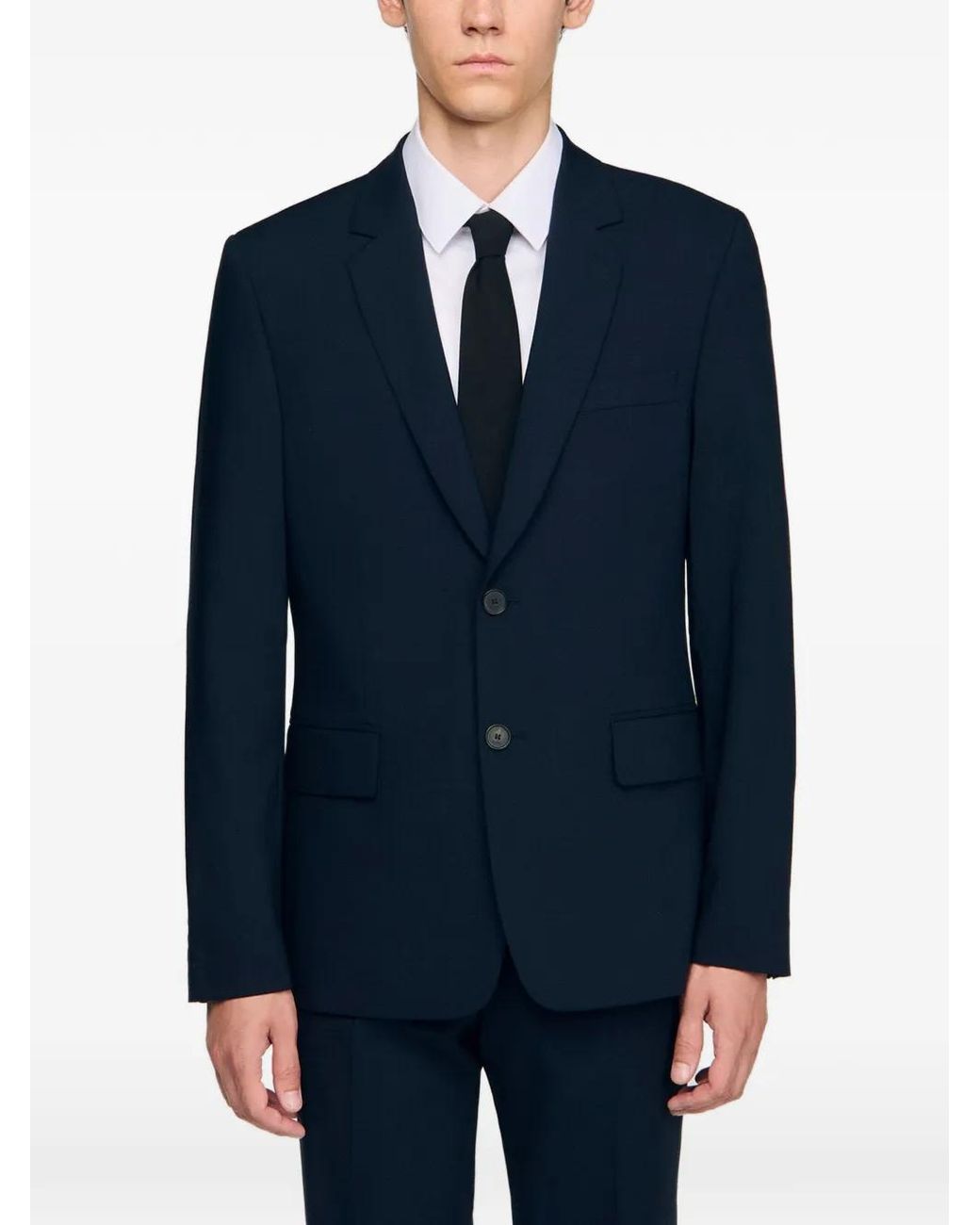 Sandro Black Wool Suit Jacket for men
