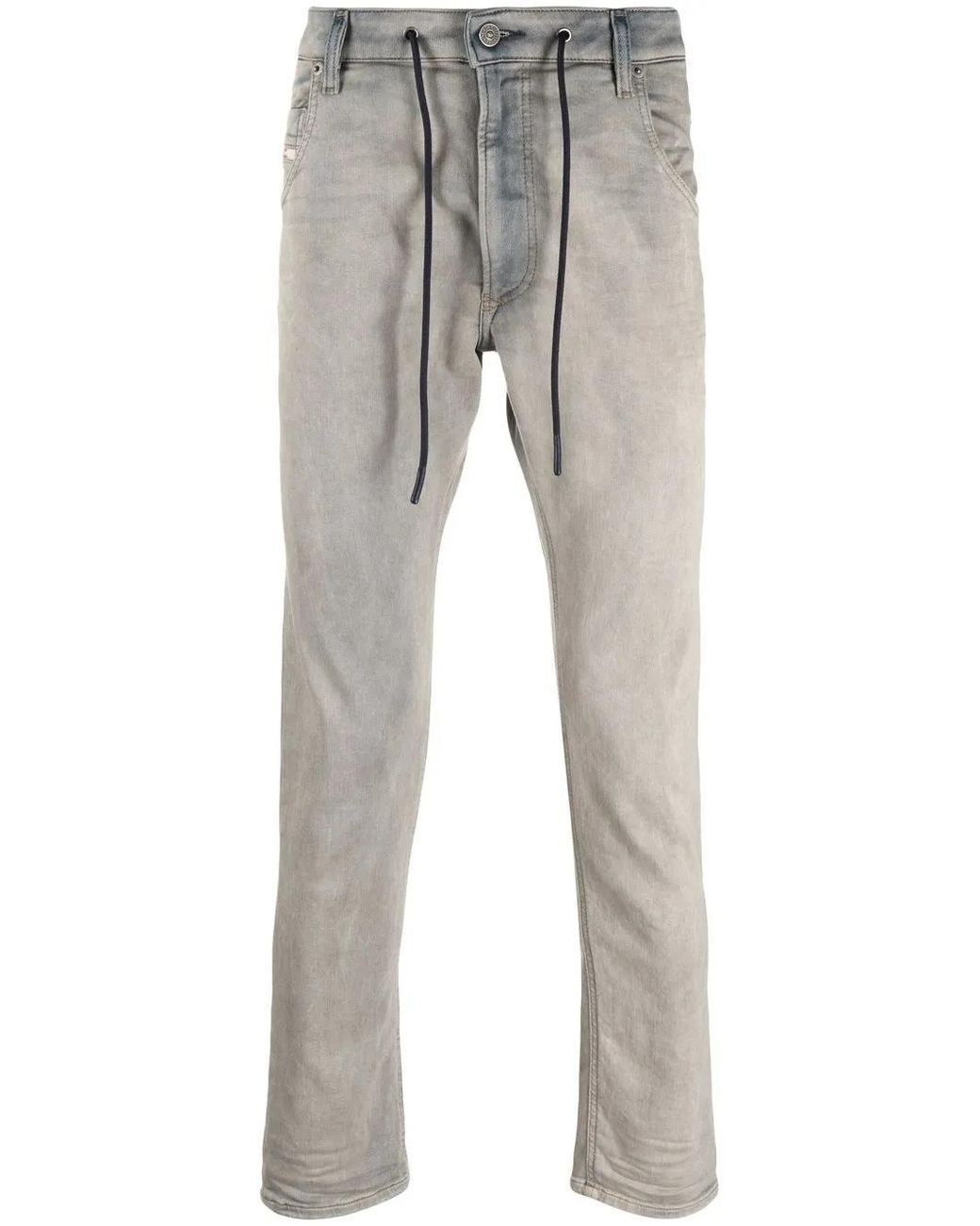 DIESEL Gray Krooley Drawstring Tapered Jeans for men