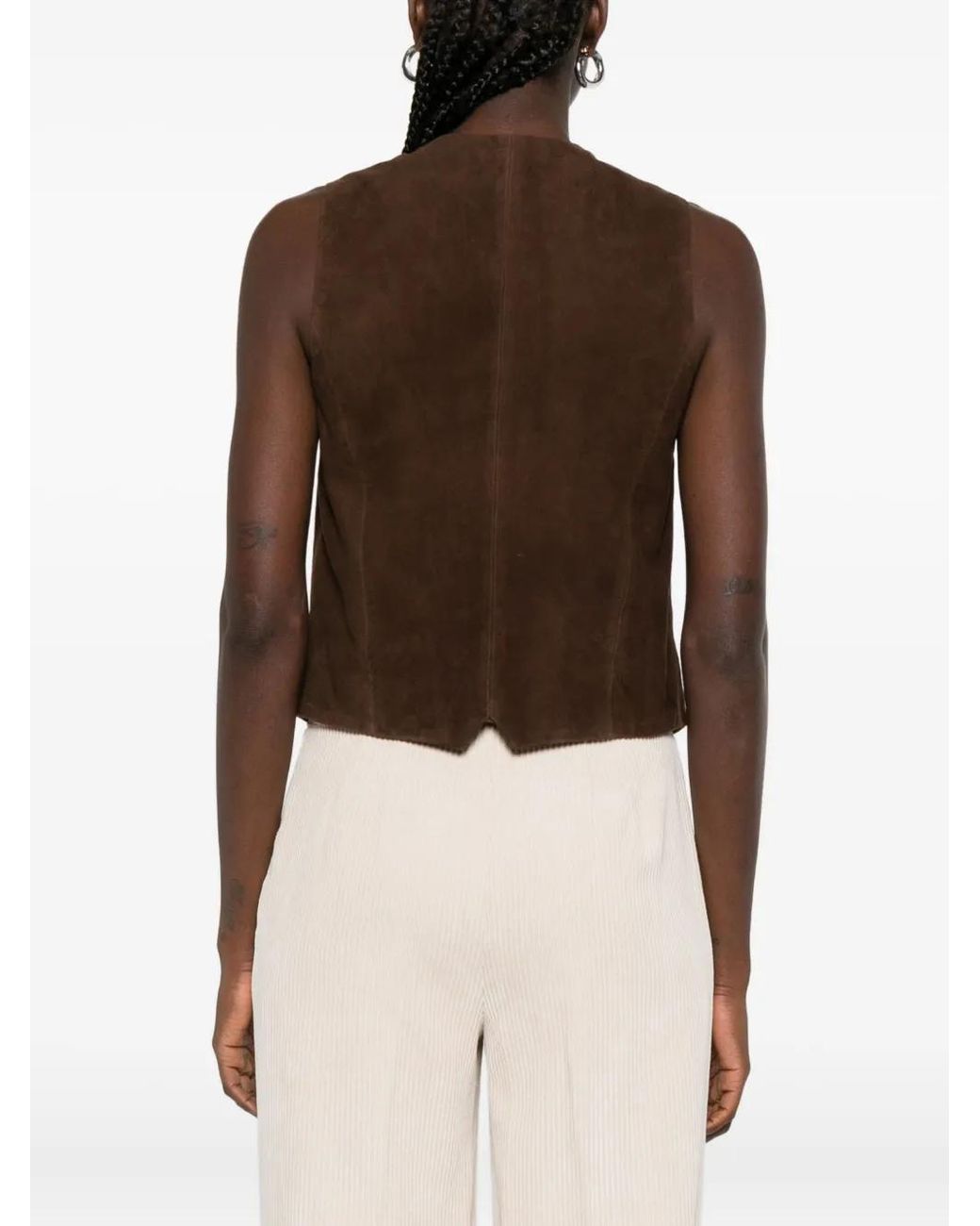 GIUSEPPE DI MORABITO Brown Button-Fastening Suede Waistcoat