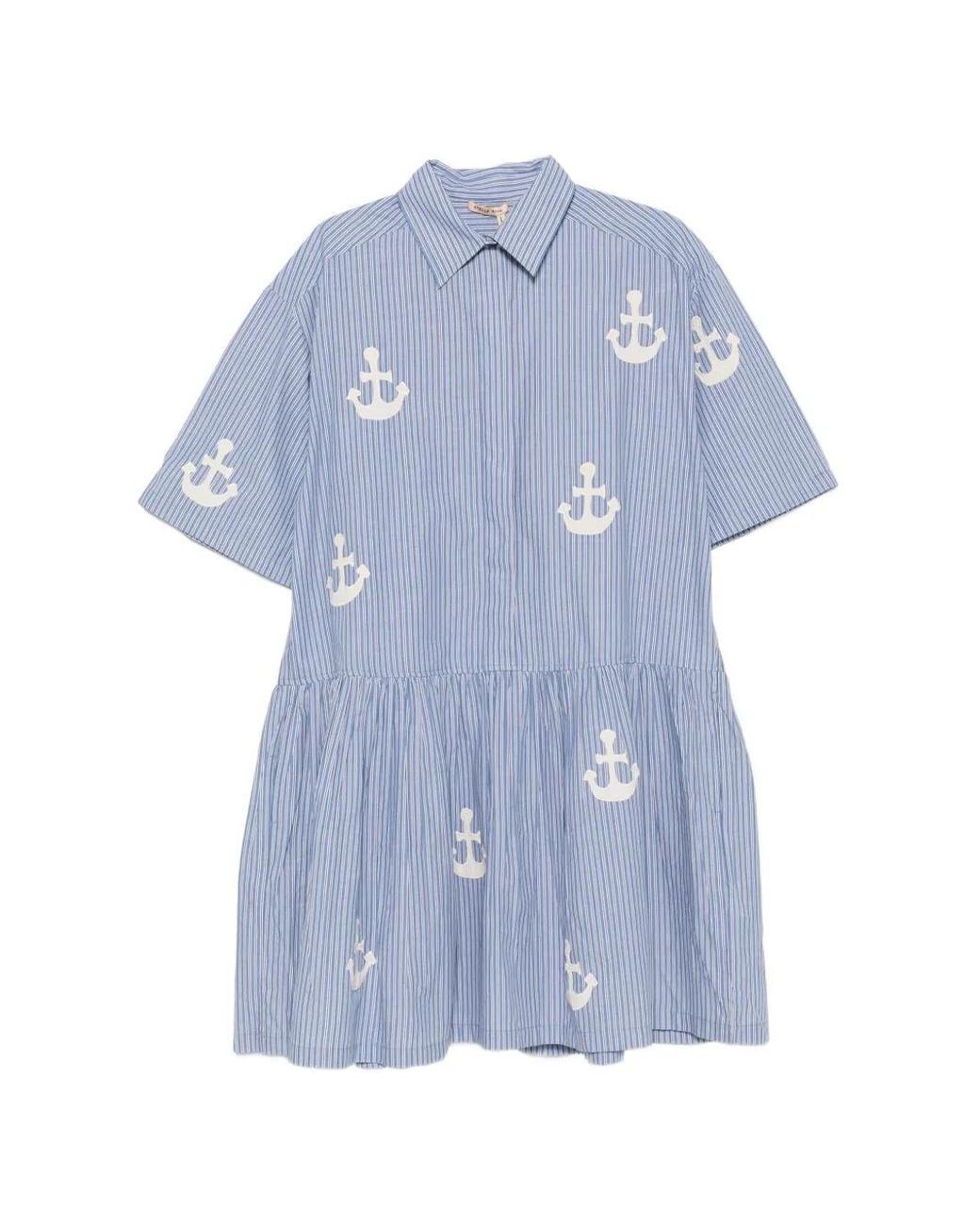 Robe Courte À Rayures Stella Nova en coloris Blue
