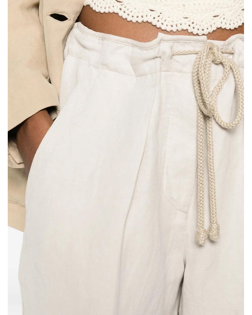 Isabel Marant White Sharony Drawstring-Waist Trousers