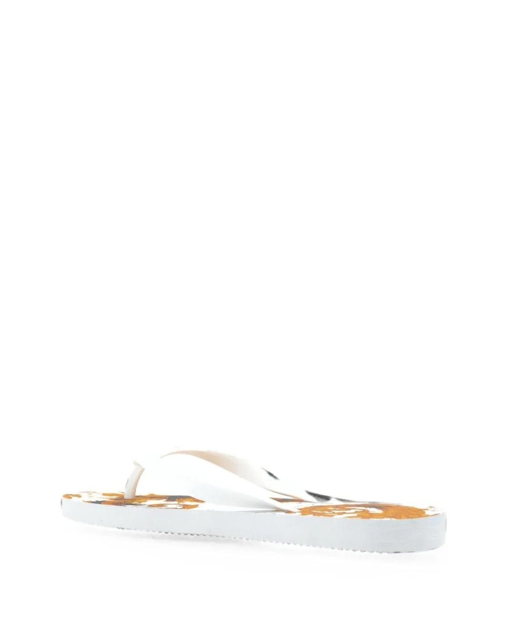 Versace Jeans Couture White Logo-Print Flip-Flops