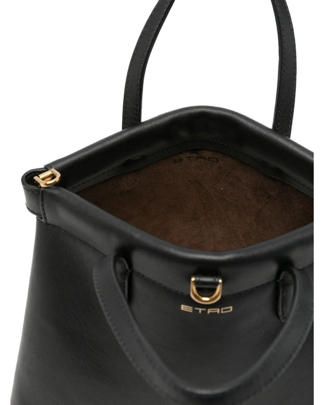 Etro Black Logo-Detail Leather Tote Bag