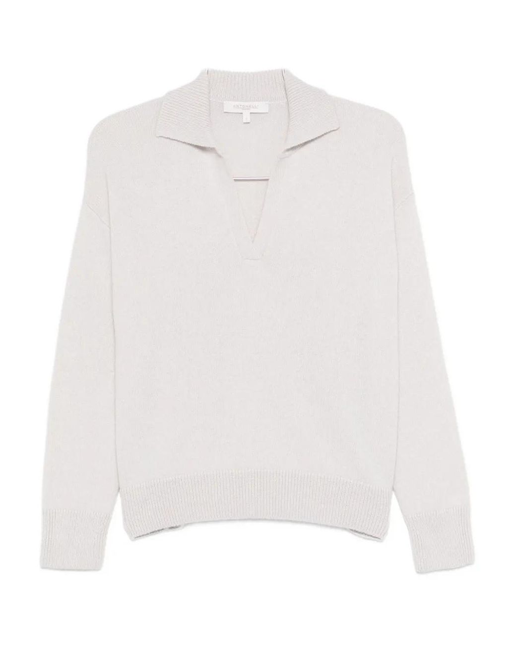 Antonelli White Pullover Mit Kragen