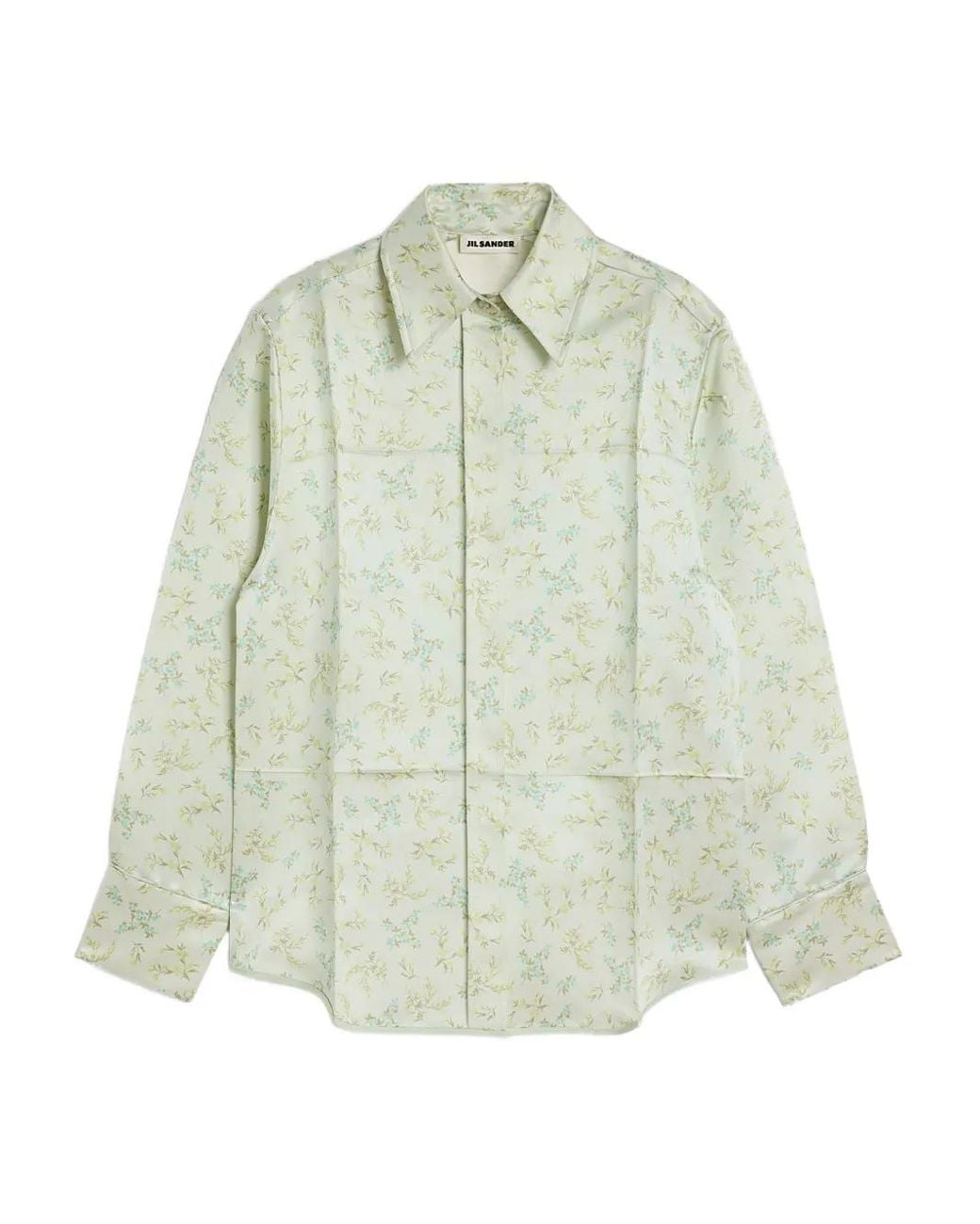 Jil Sander Green Shirt With Floral Motif