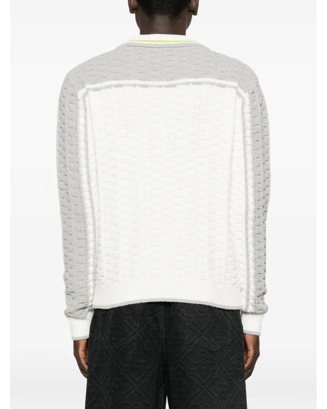 Casablanca White Polo En Bouclé À Manches Longues for men