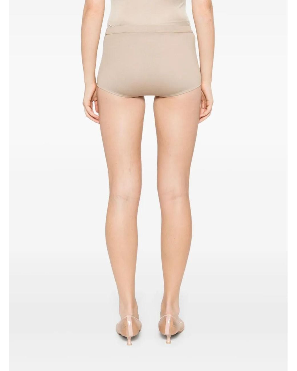 Prada Natural Triangle-Enamel Mini Shorts