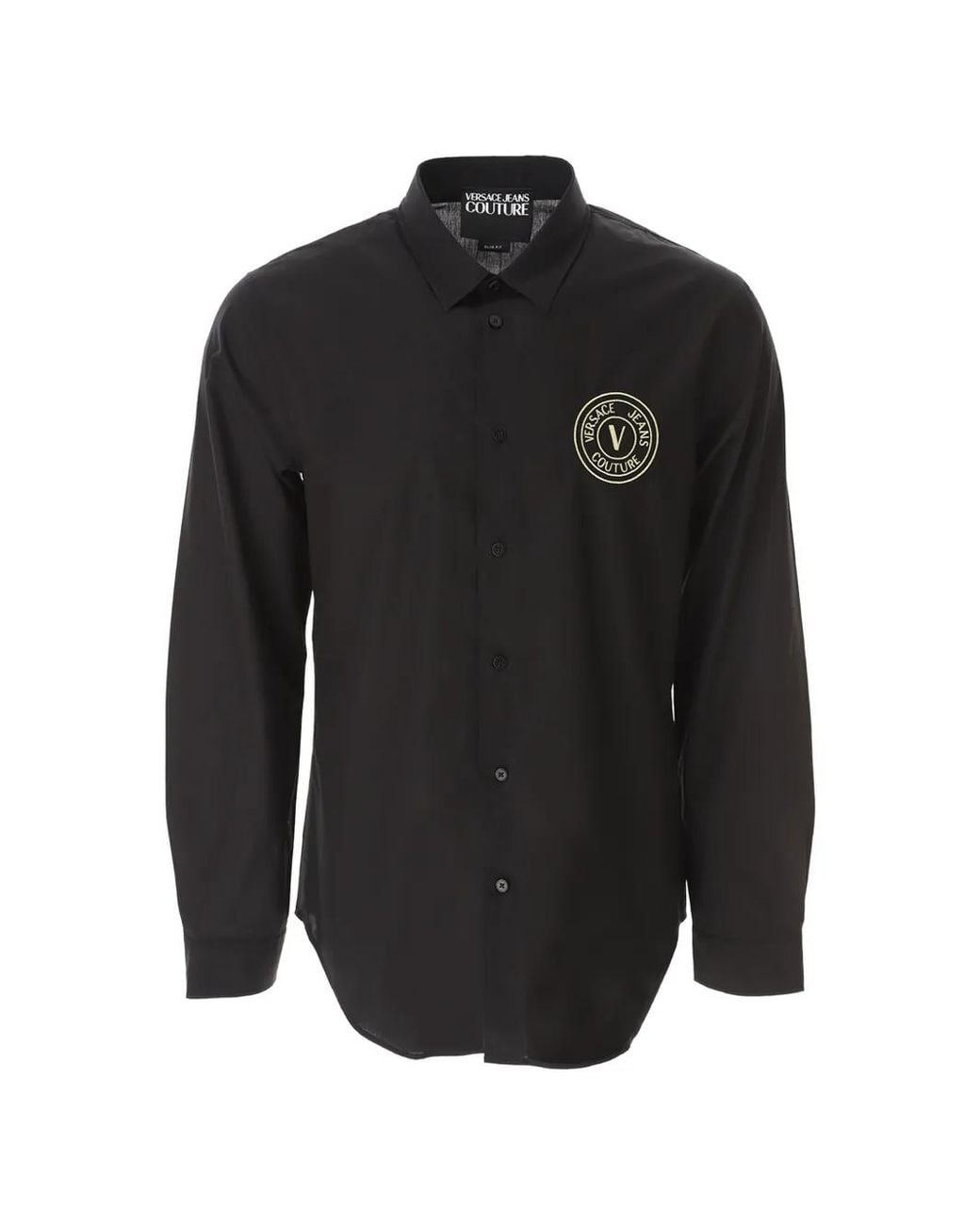 Versace Jeans Couture Black Embroidered-Logo Shirt for men