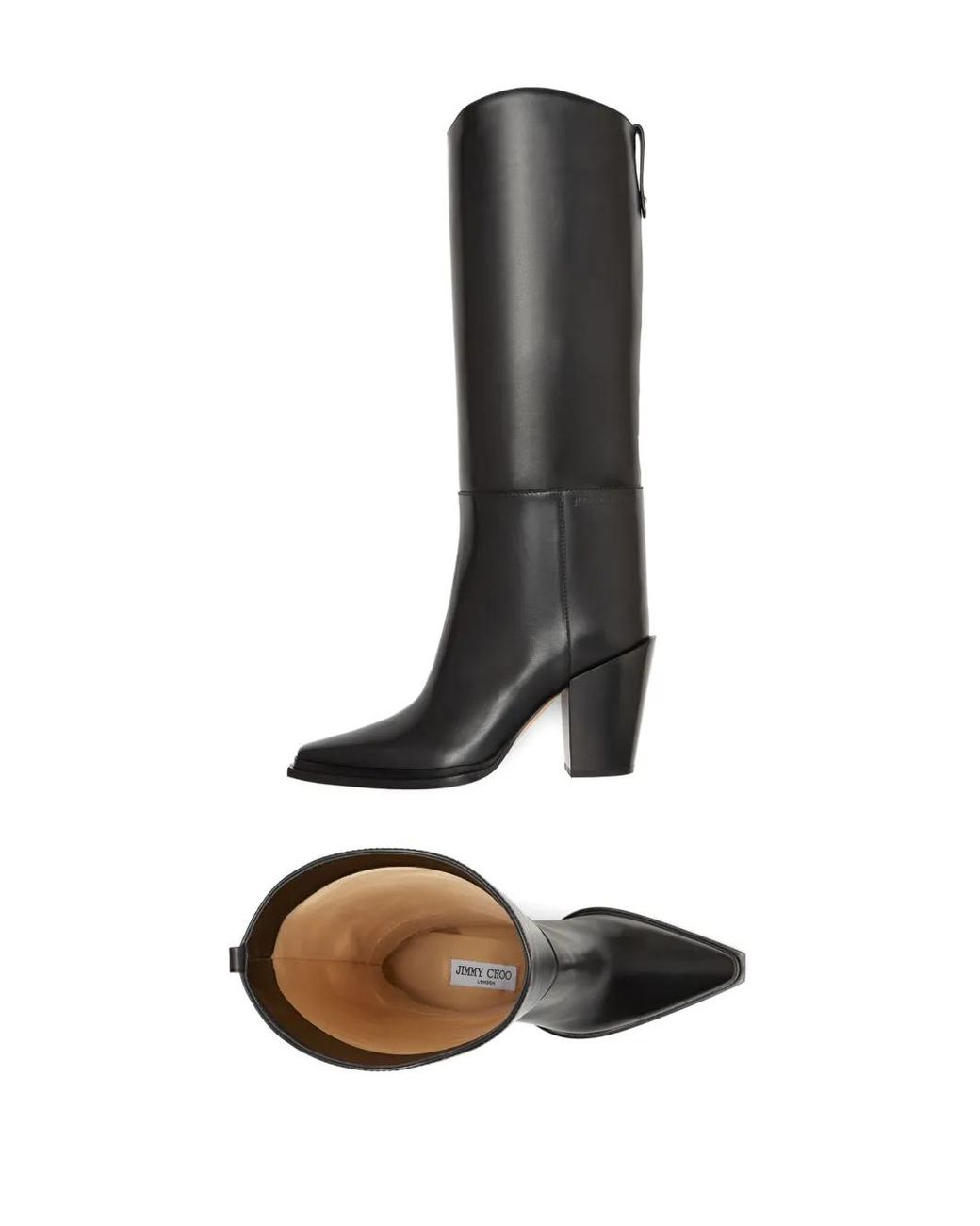 Jimmy Choo Black Cece 80 Leather Knee-High Boots