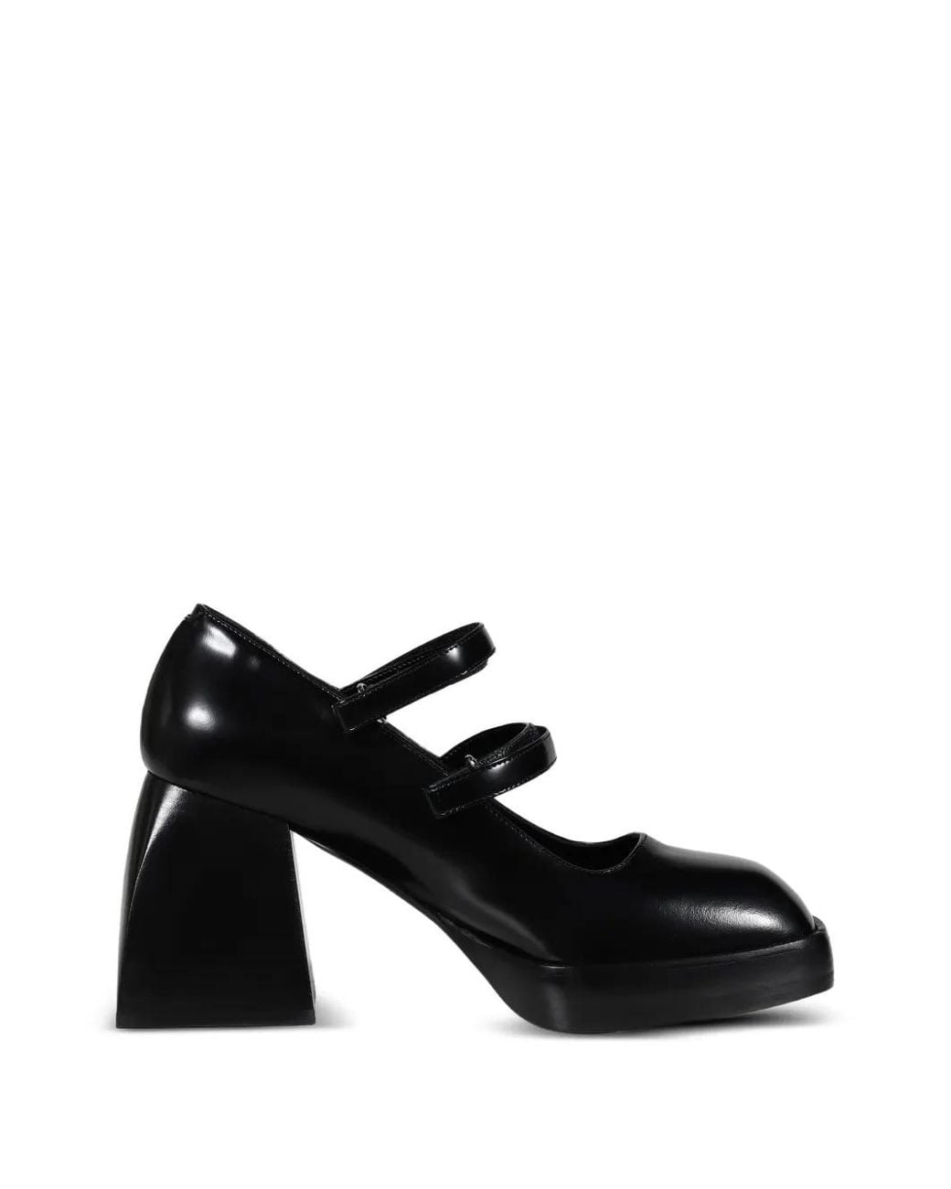 NODALETO Black Bulla Babies Touch-Strap Leather Heeled Lace-Up Shoes
