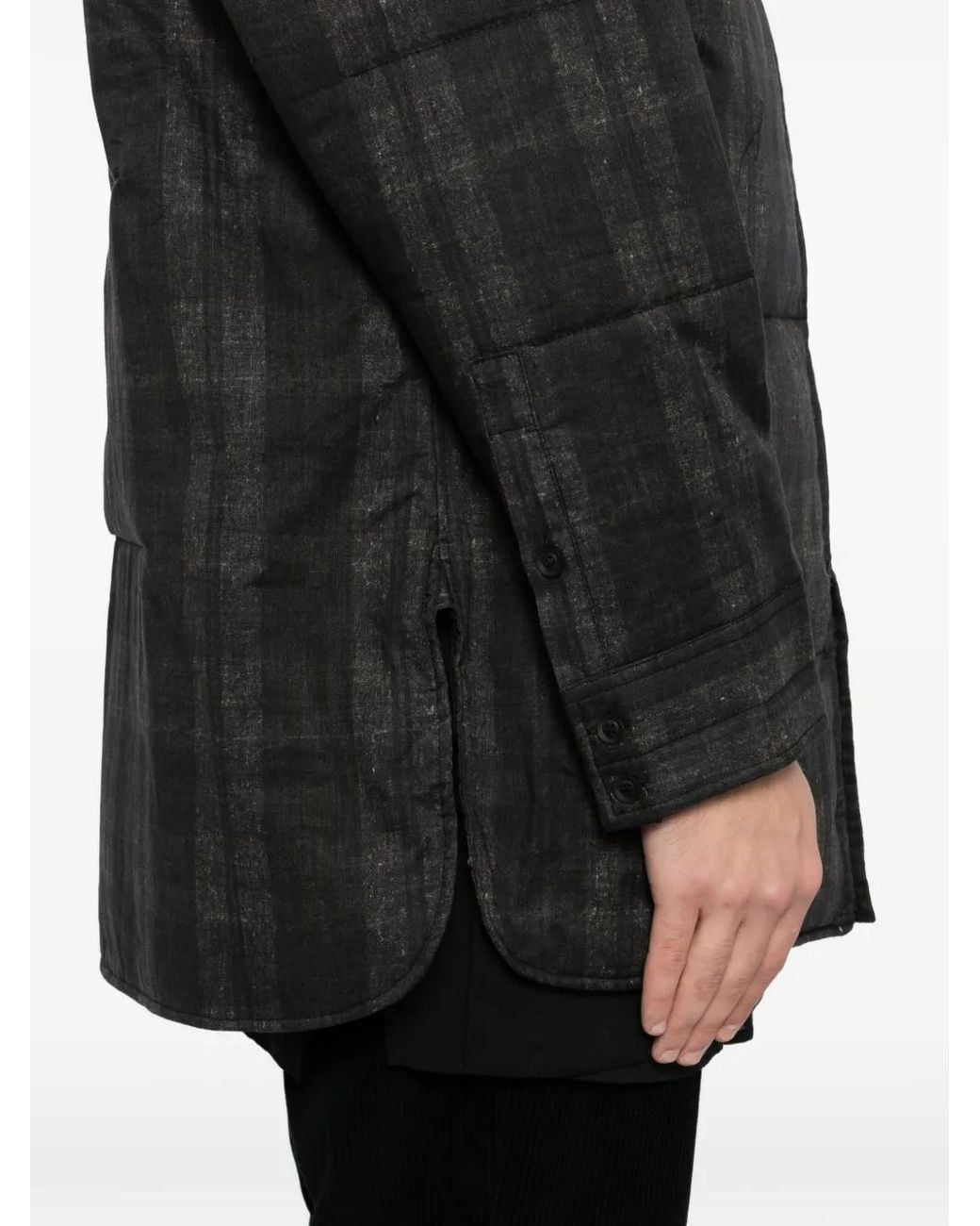 Yohji Yamamoto Black Plaid Padded Jacket for men