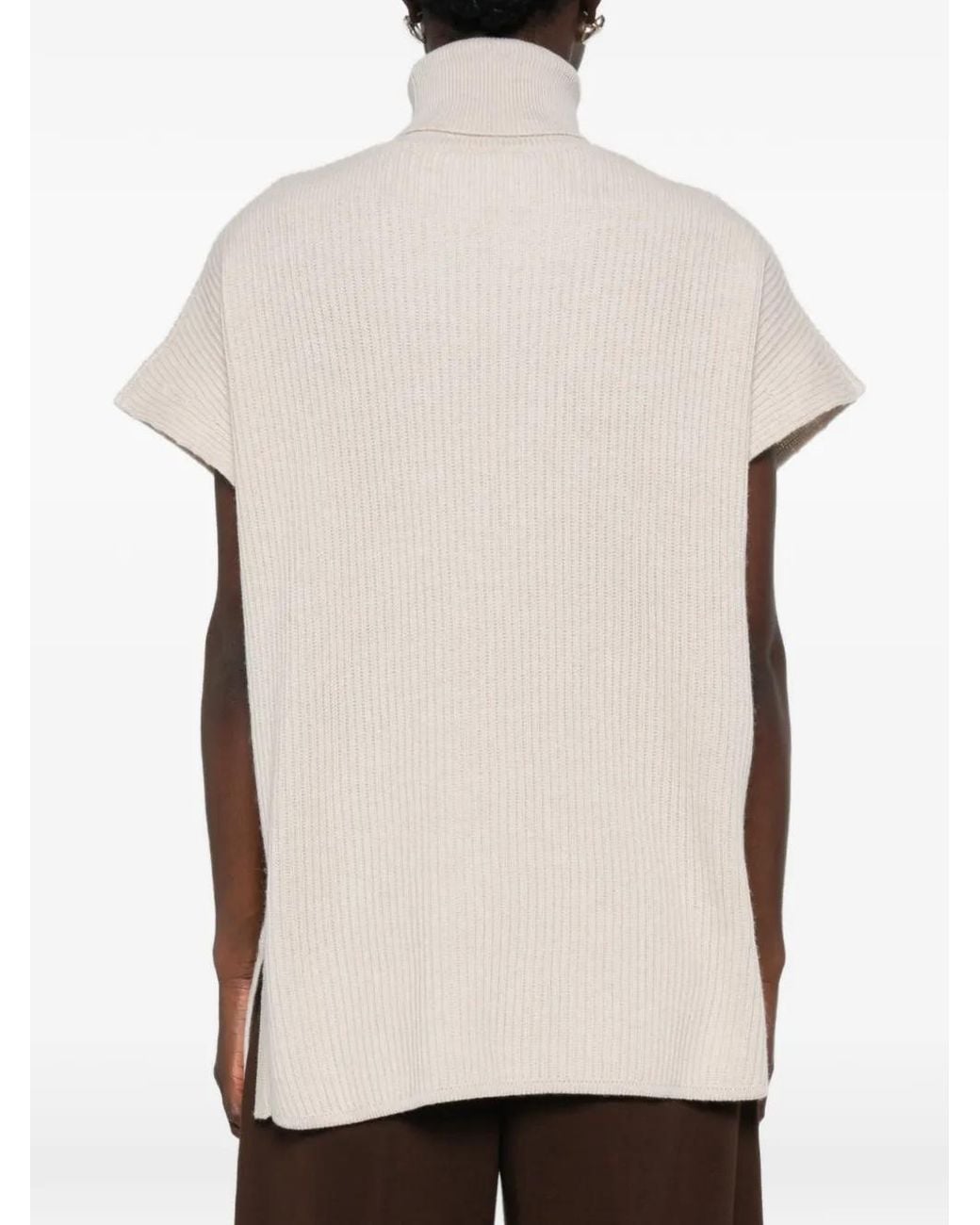 Max Mara White Mstcobalto Ribbed-Knit Sleeveless Sweater