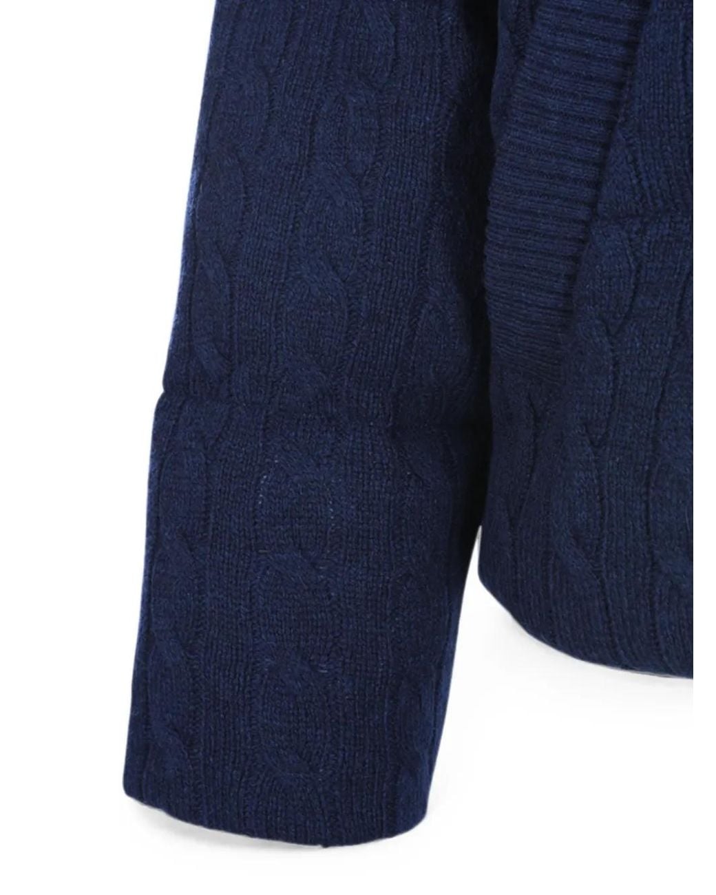 Polo Ralph Lauren Blue Cable-Knit Padded Coat