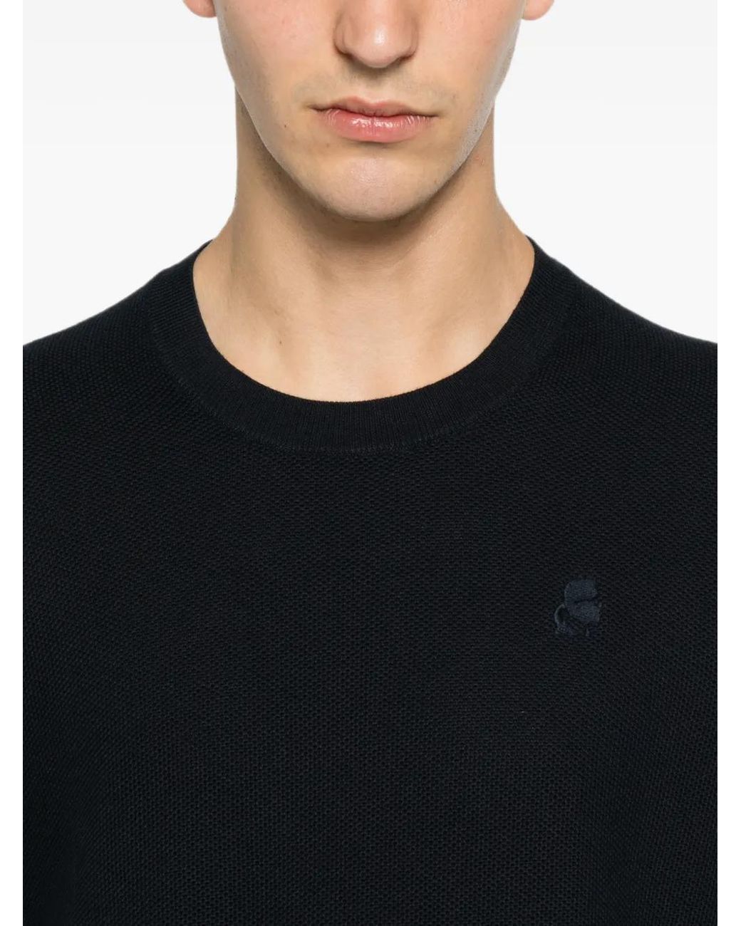 Karl Lagerfeld Black Crew-Neck Sweater for men