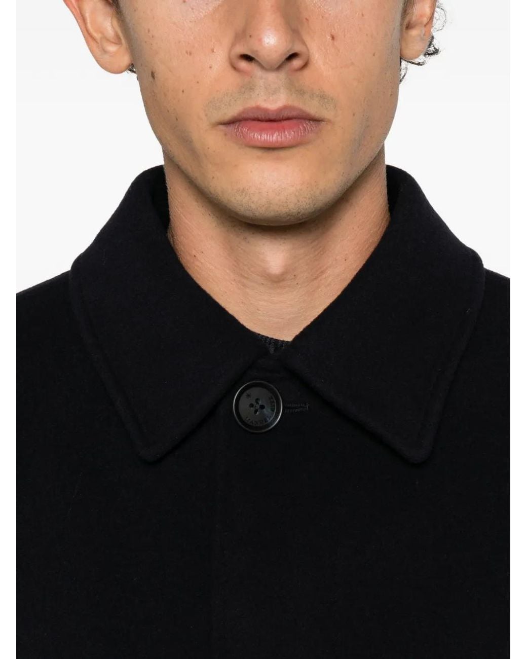 Manuel Ritz Black Concealed-Fastening Coat for men