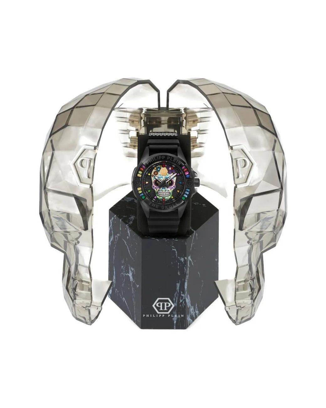 Philipp Plein Black The Kull Skull Watch 44Mm for men
