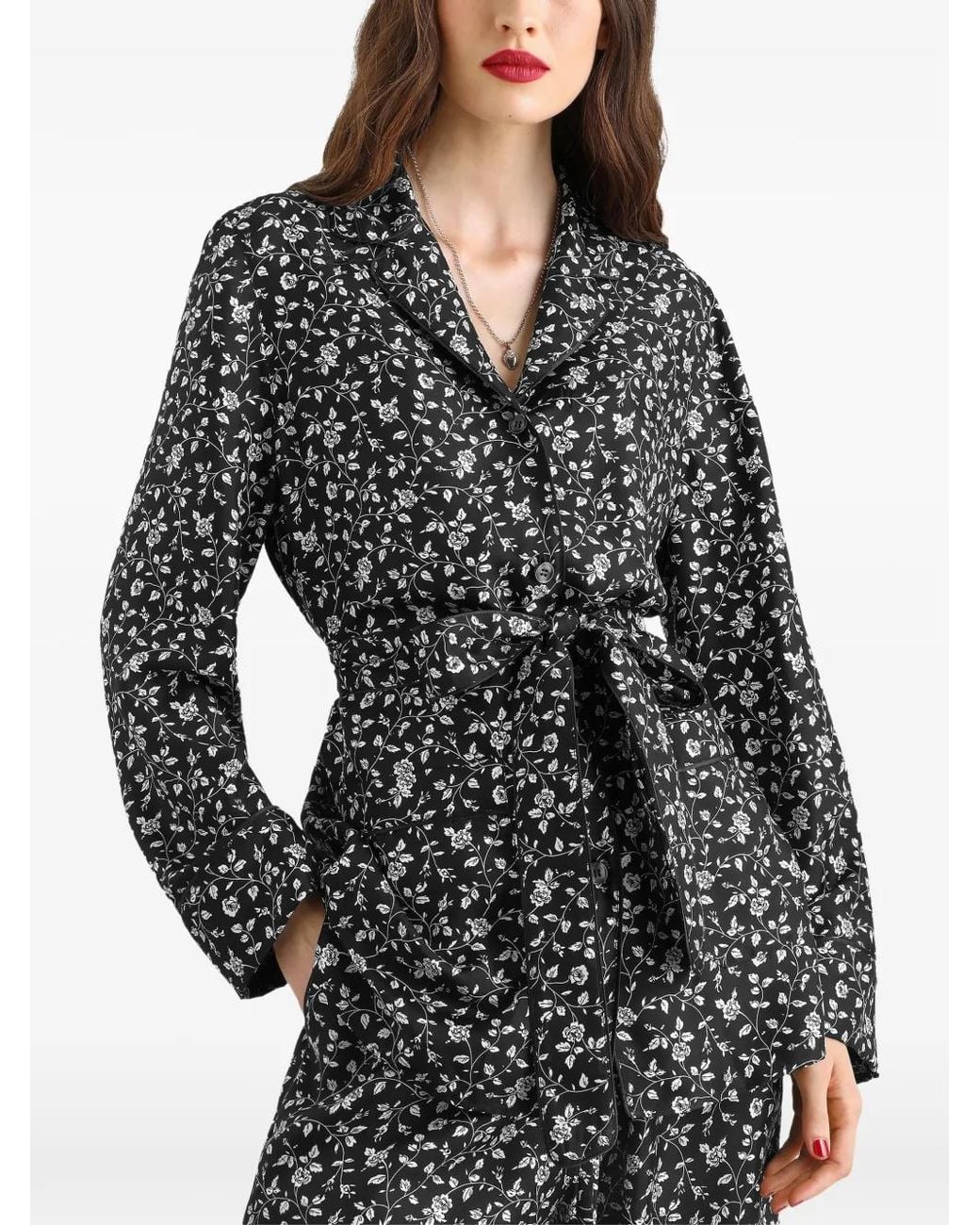 Dolce & Gabbana Black Roses And Lilies Of The Valley-Print Twill Shirt