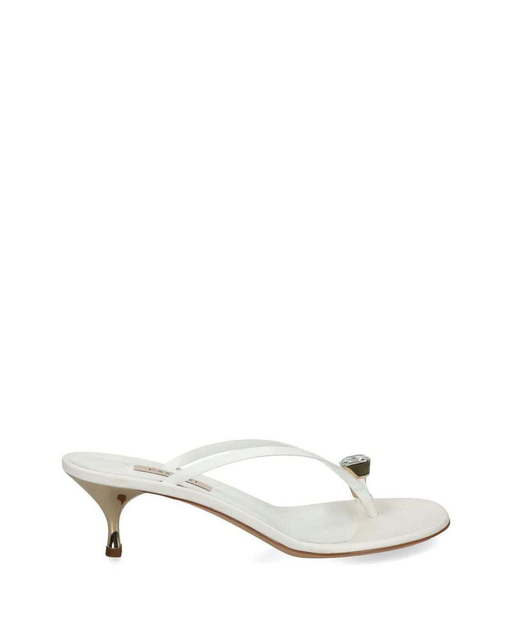 Casadei White Crystal-Embellished Leather Sandals