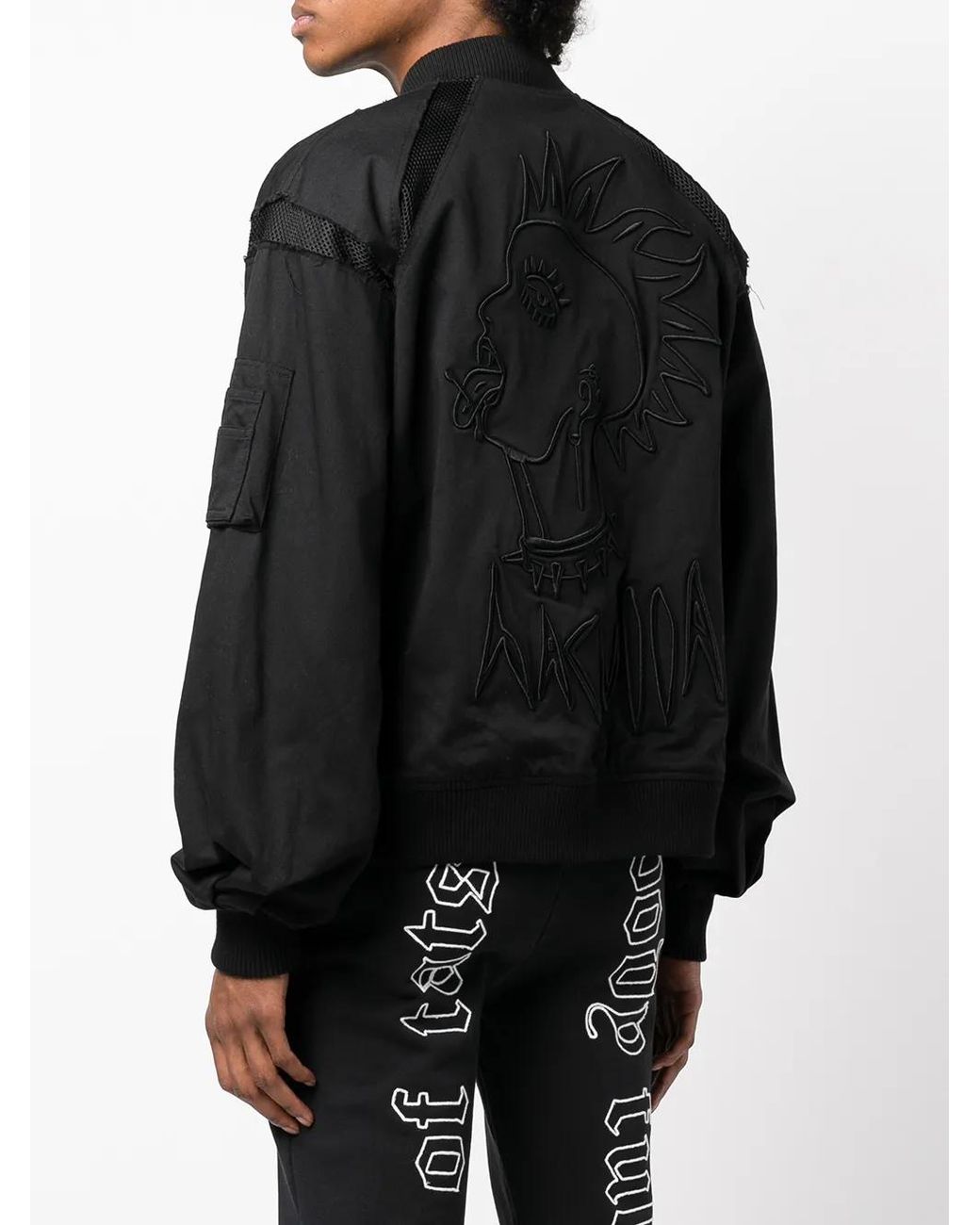 Haculla Black Mesh-Panel Bomber Jacket for men