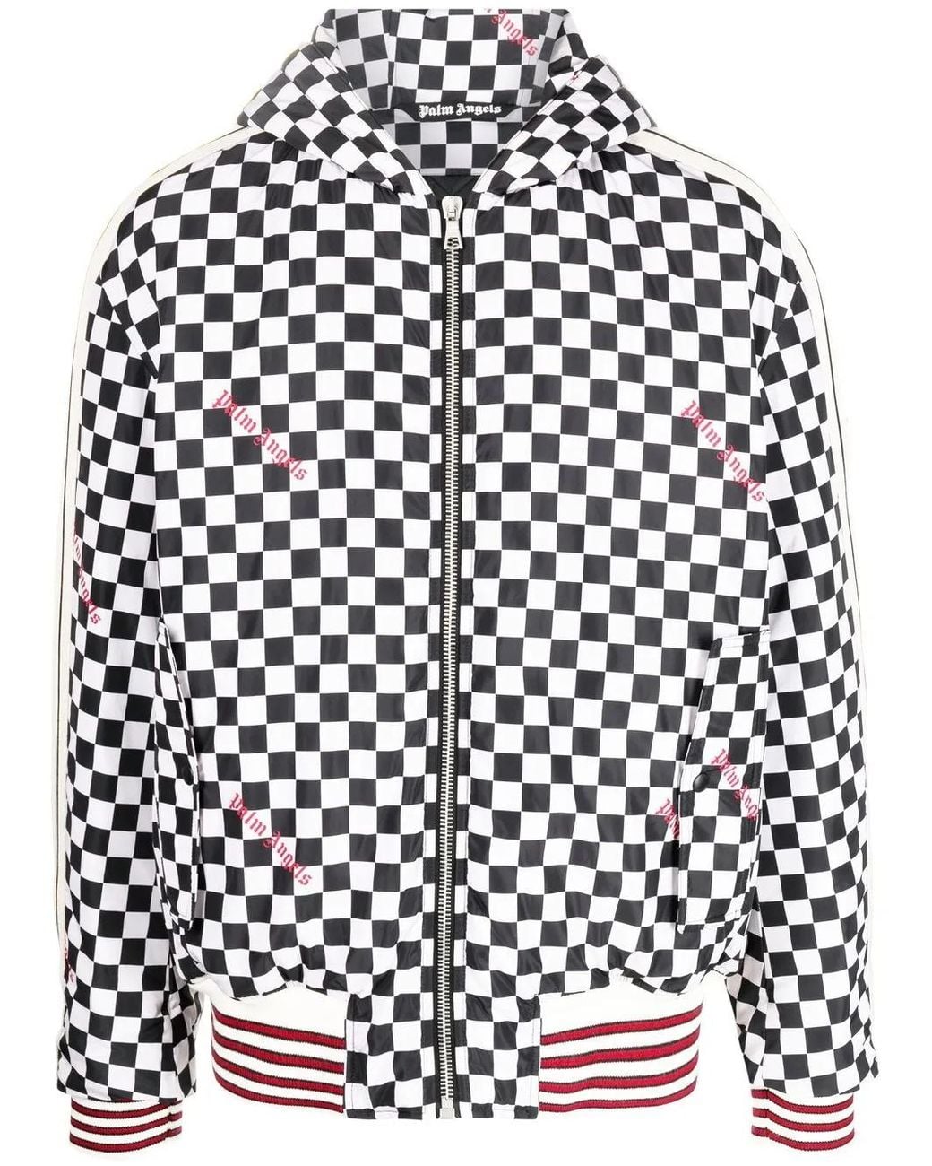 Palm Angels Black Zip-Up Hooded Jacket for men