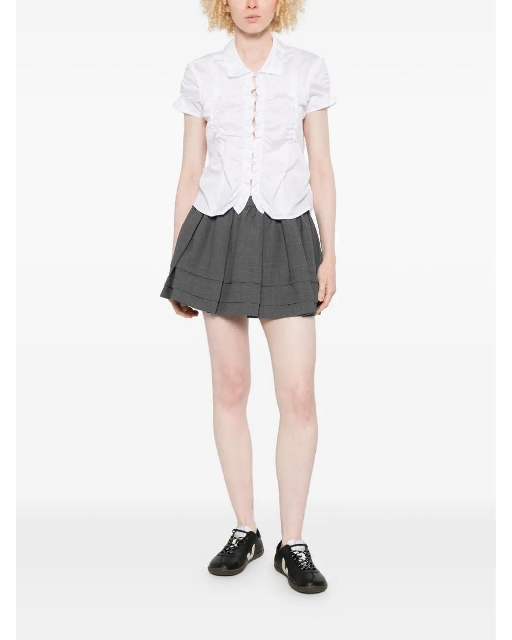 Low Classic White Button-Down Gathered Shirt