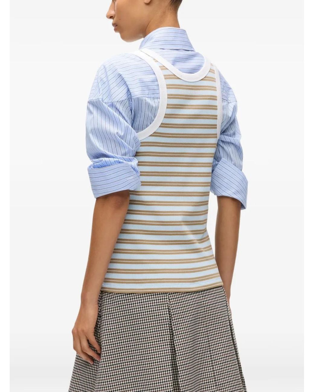 Karl Lagerfeld Gray Ikon Striped Tank Top