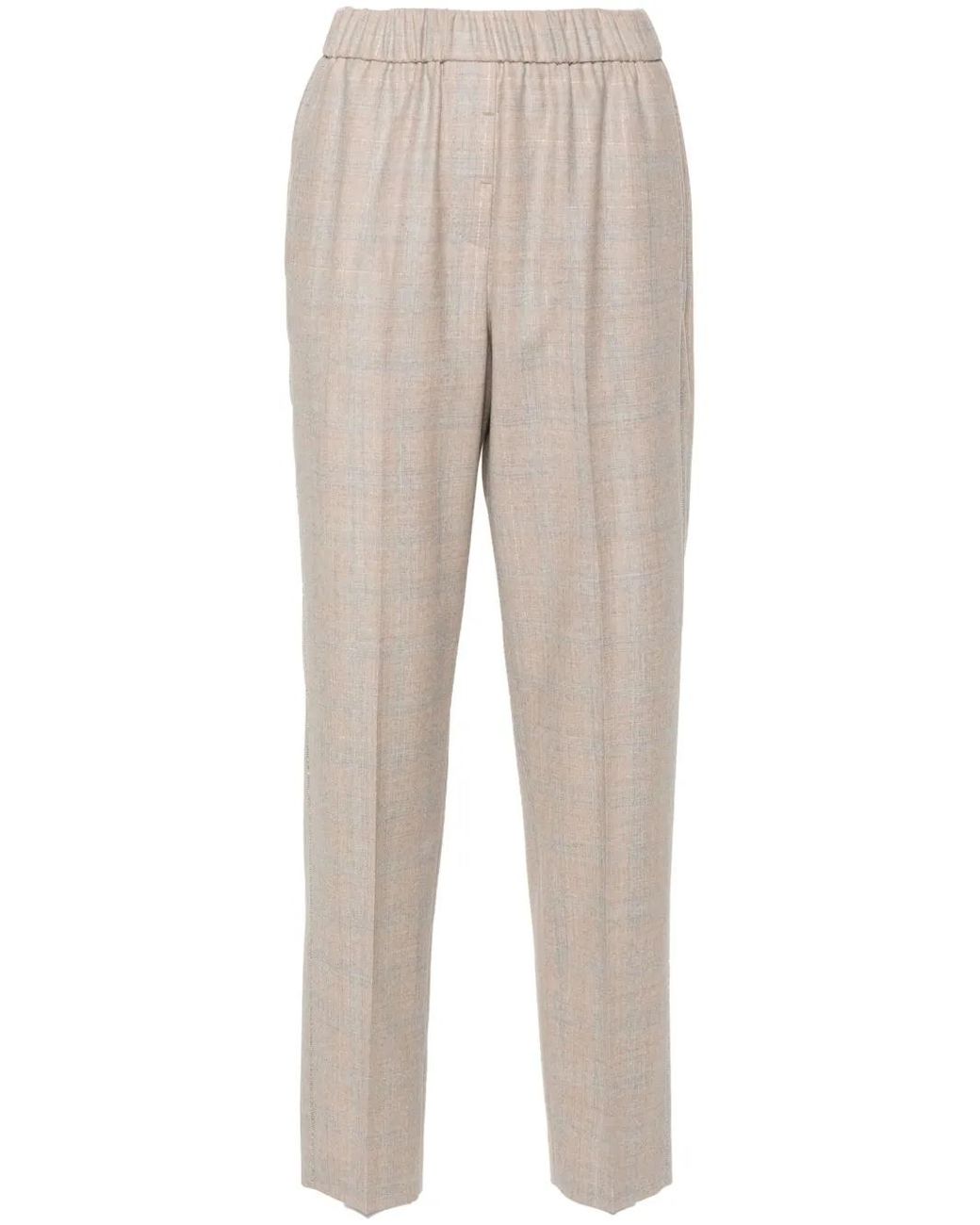 Peserico Natural Checked Tapered Trousers