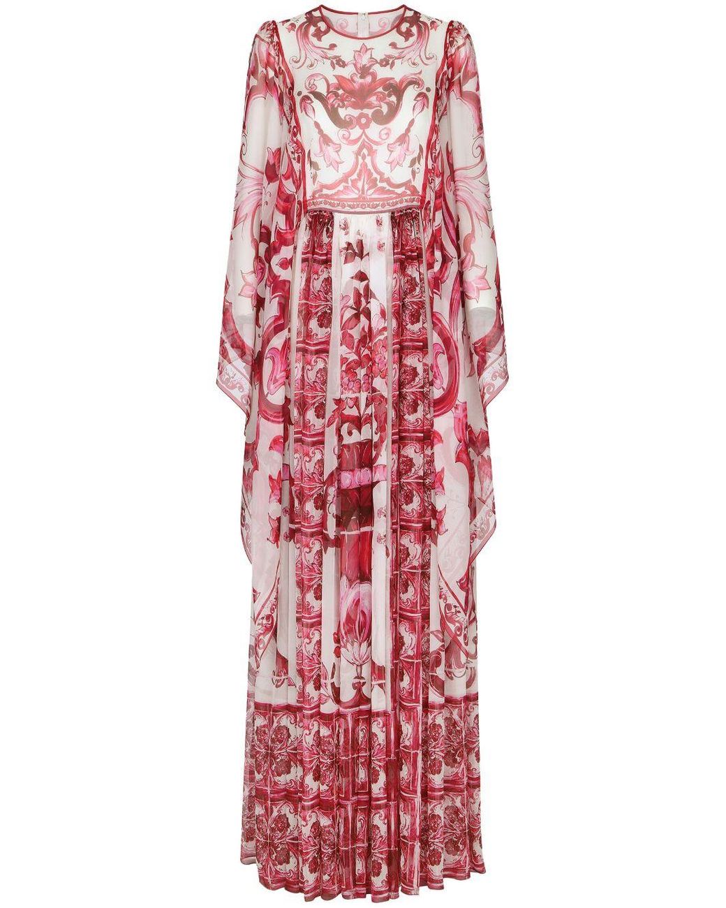 Robe longue à imprimé Majolica Dolce & Gabbana en coloris Rouge | Lyst