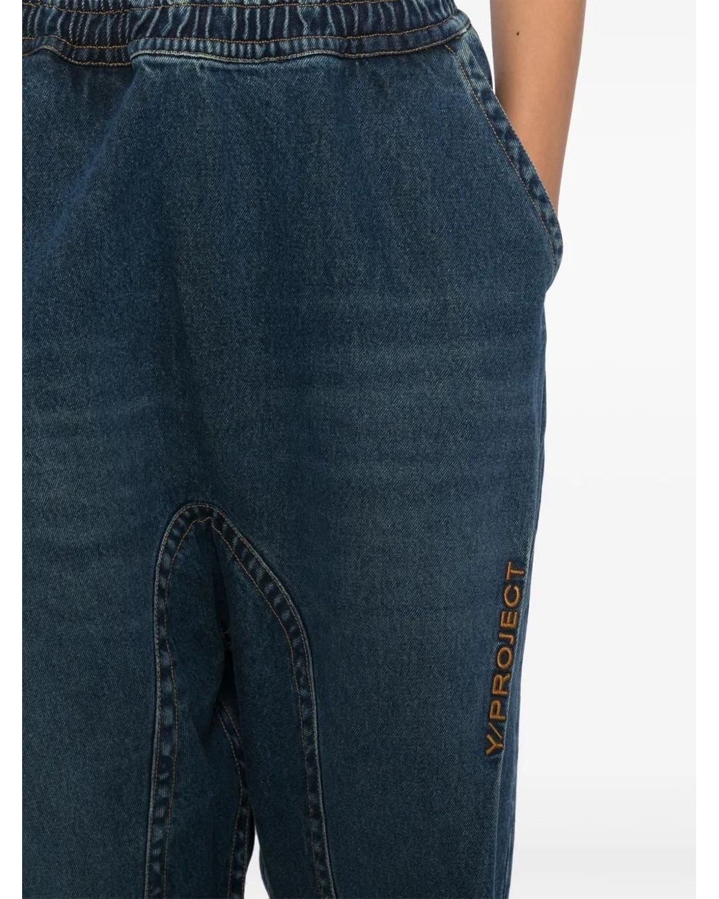 Y. Project Blue Organic Cotton Embroidered Straight-Leg Jeans