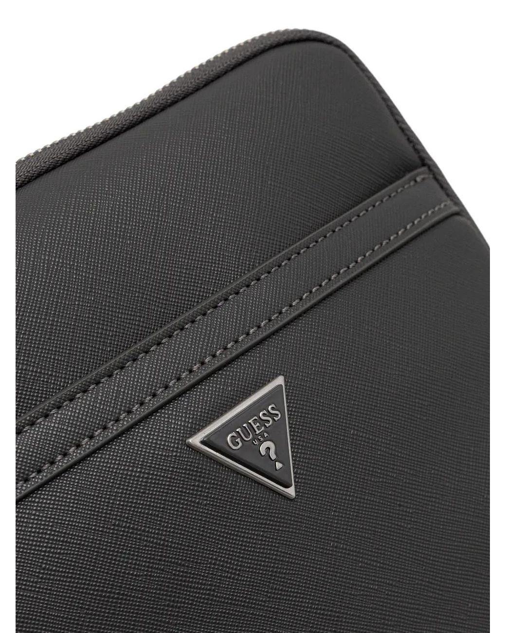 Guess Black Logo-Plaque Messenger Bag for men