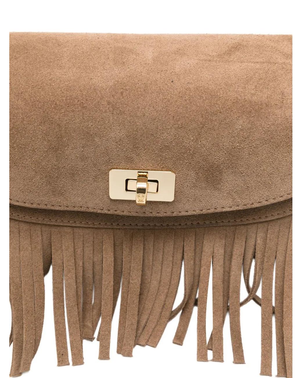Sandro Brown Mini Fringed Cross Body Bag
