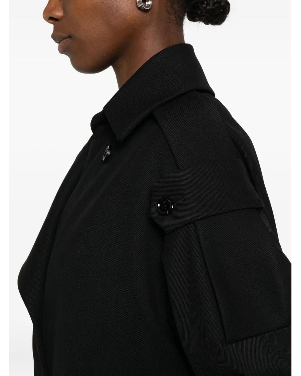 Lardini Black Double-Breasted Belted Trench Coat