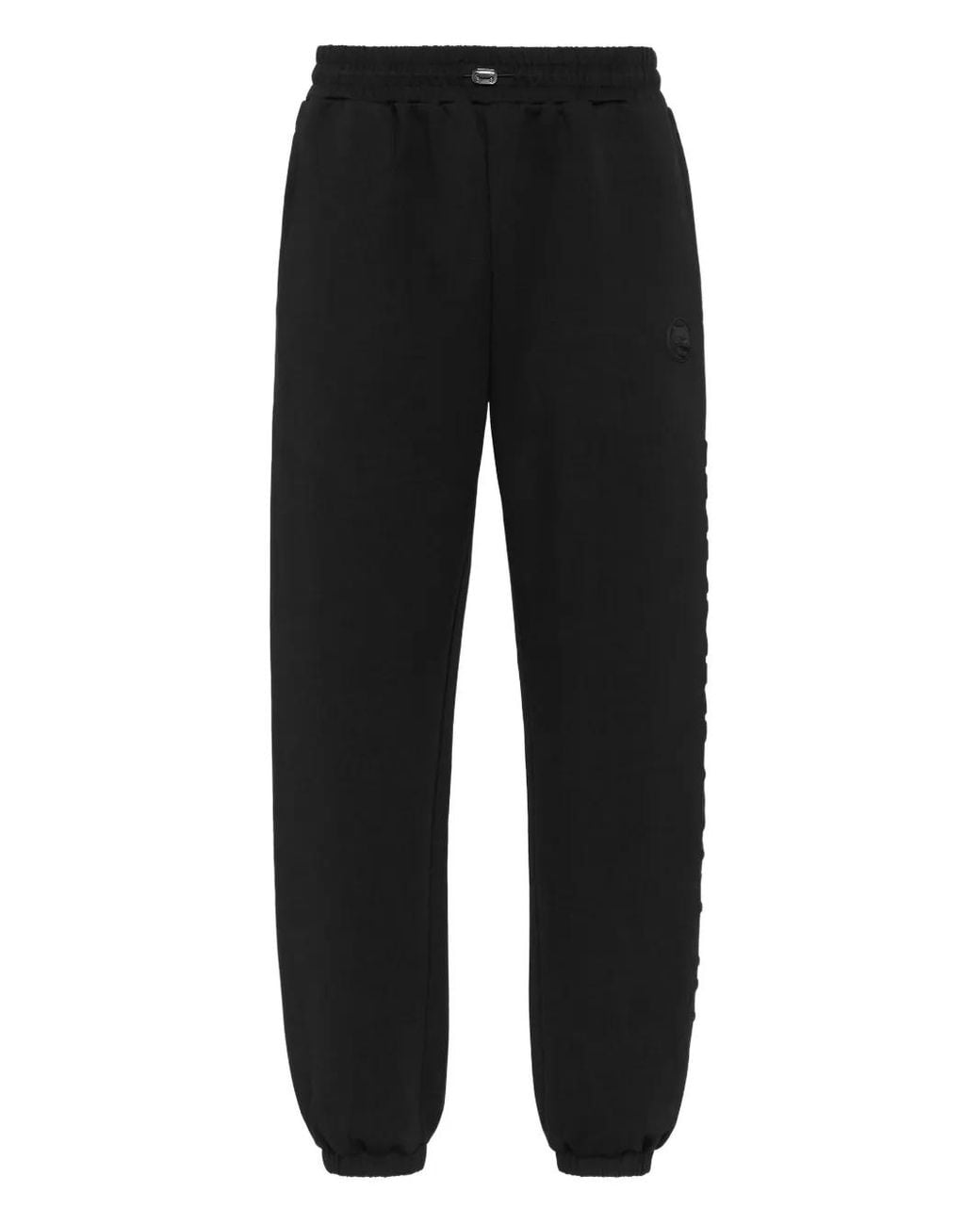 Philipp Plein Black Embossed Logo Jogging Trousers for men